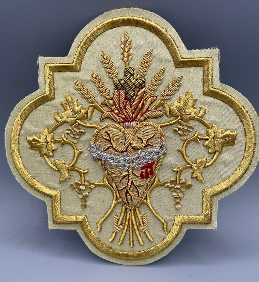 Icona Sacro Cuore   Ricamata con filo  Oro
