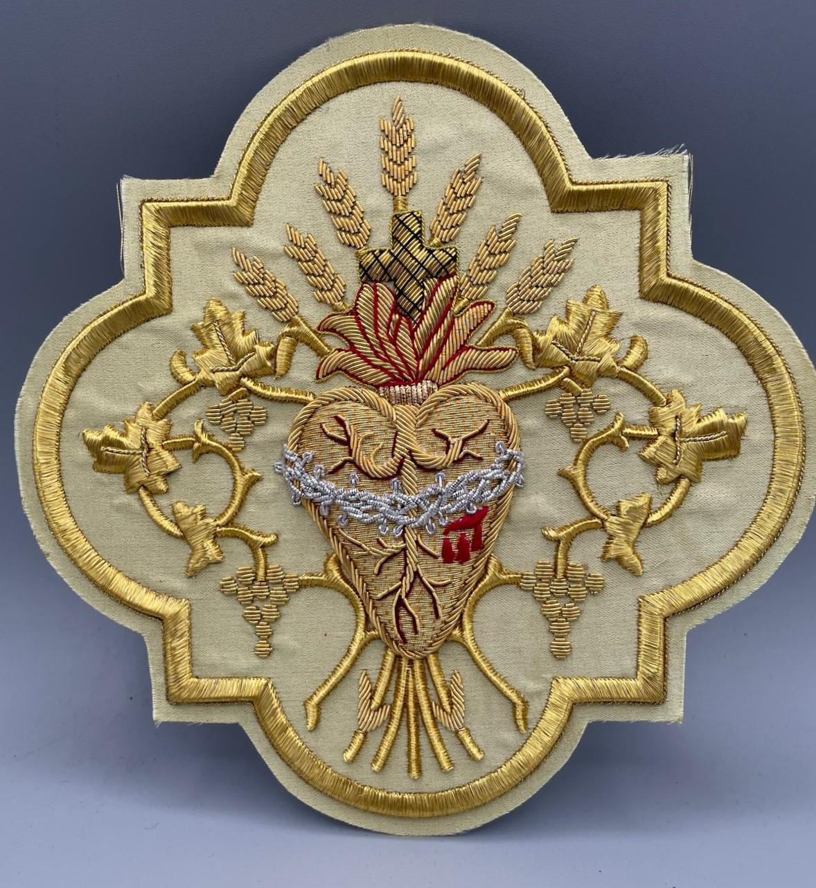 Icona Sacro Cuore   Ricamata con filo  Oro