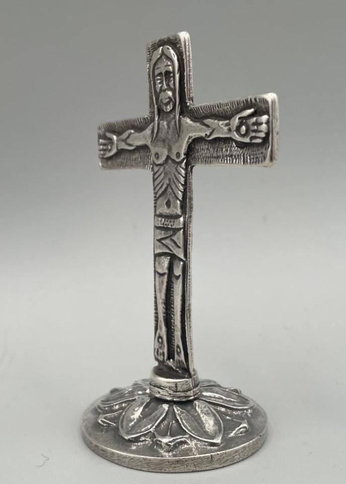 Croce itinerante neocatecumenale in metallo, bagno d'argento 5 micron – 87 mm