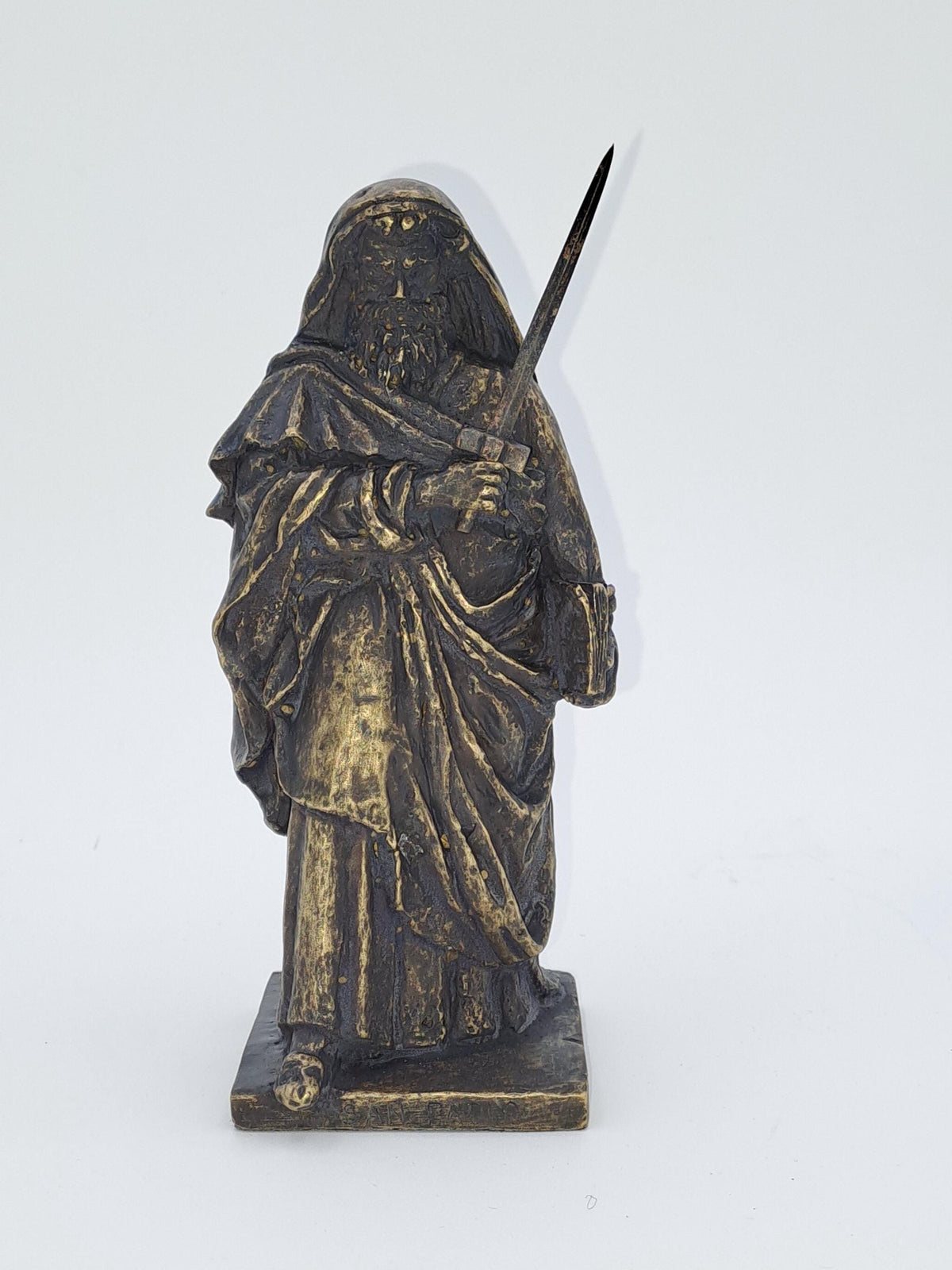 Statua San Paolo in Bronzo Dorato e Brunito – 16 cm, Cera Persa