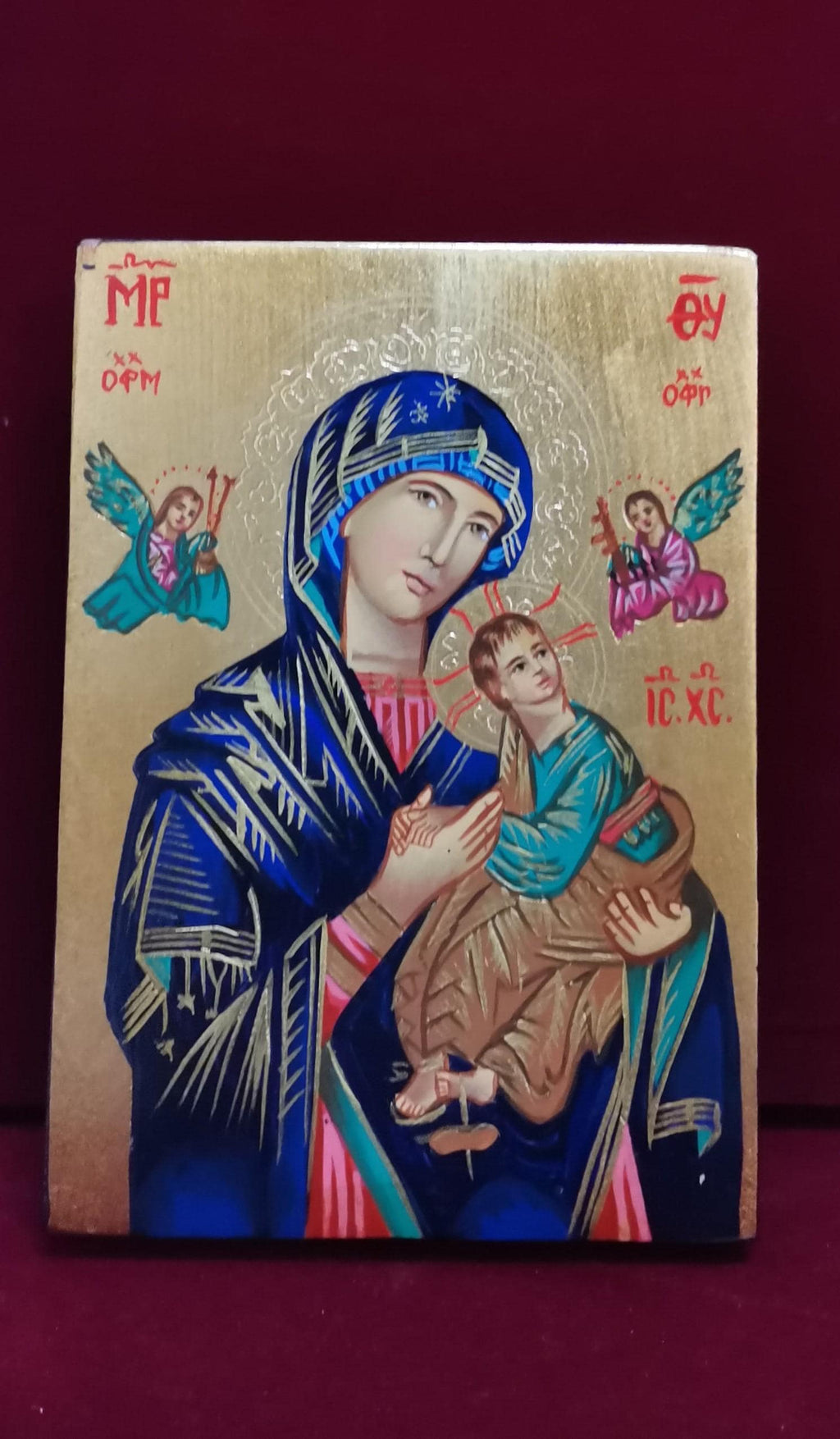 Icona Sacra Madonna del Perpetuo Soccorso 10x14 cm – Dipinta a Mano