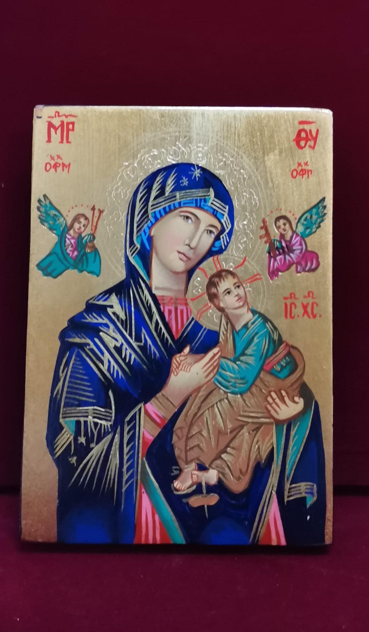 Icona Sacra Madonna del Perpetuo Soccorso 10x14 cm – Dipinta a Mano