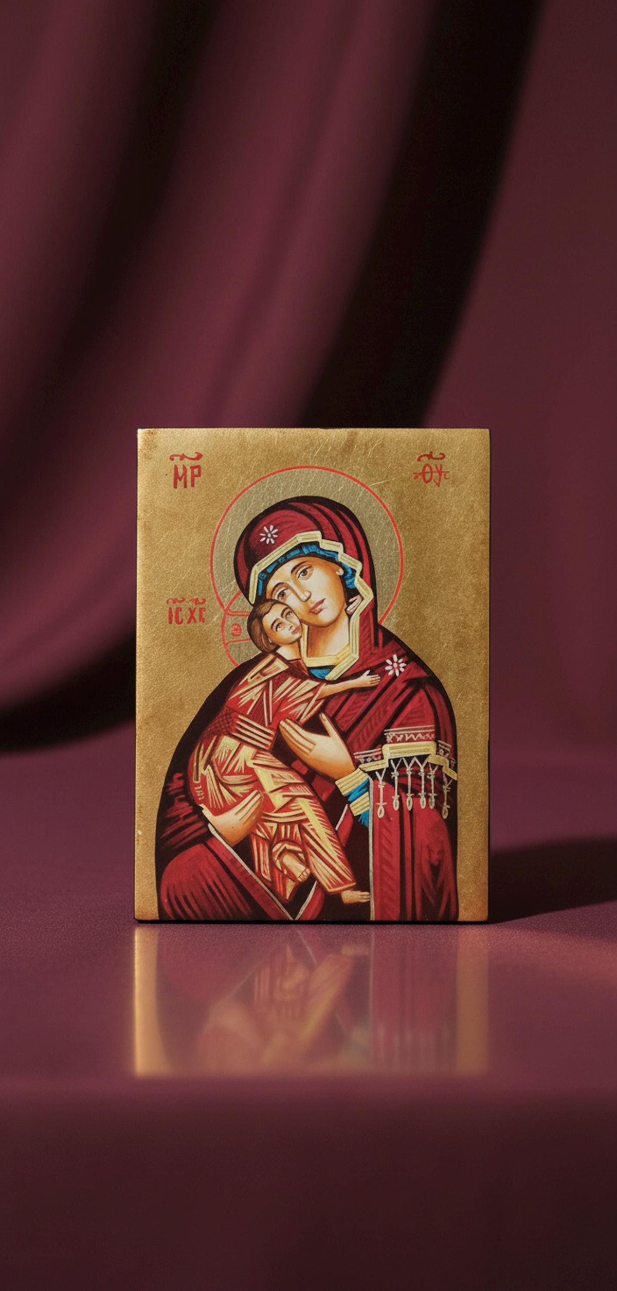 Icona Bizantina Madonna della Tenerezza (Eleousa) 10x14 cm – Foglia Oro