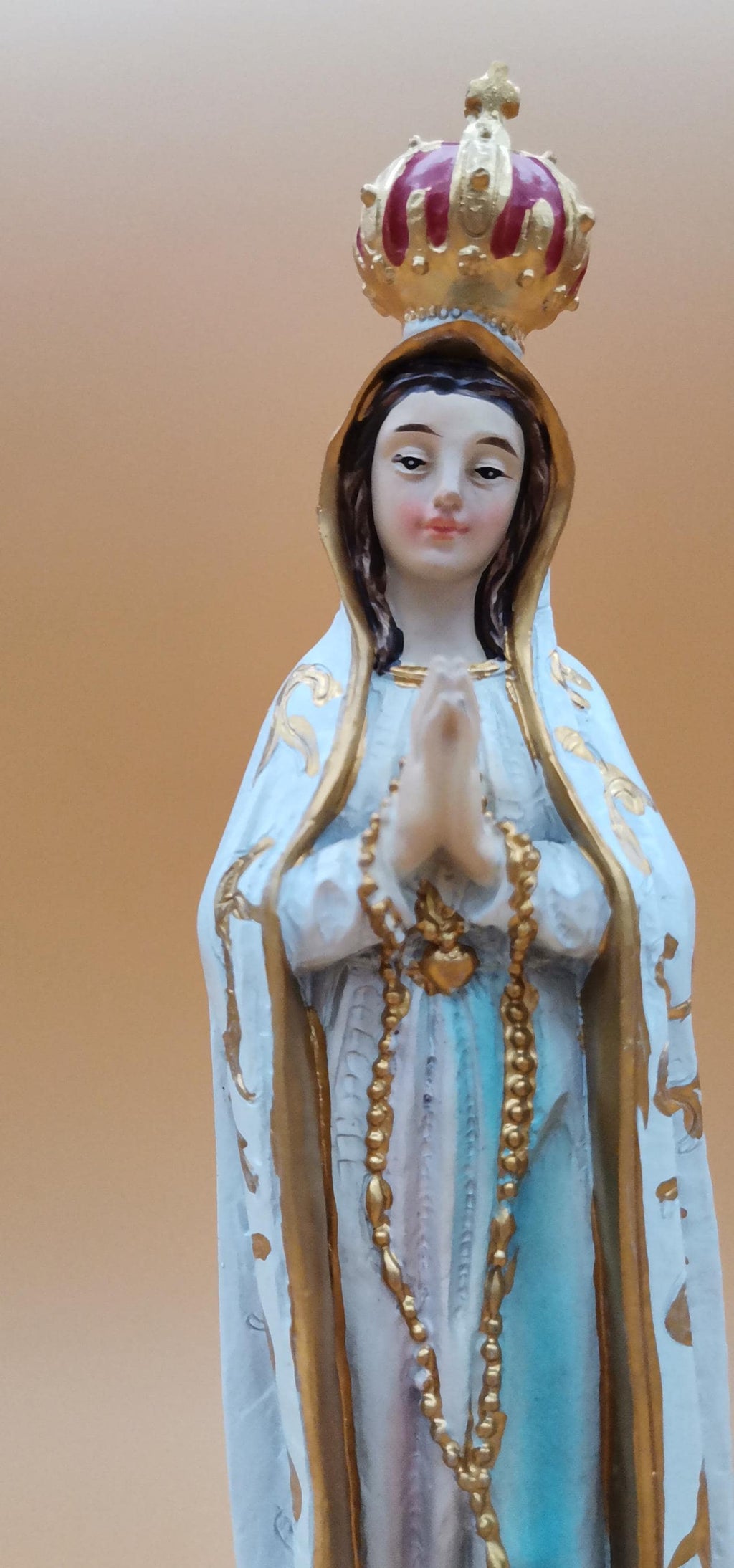 Statue de Notre-Dame de Fatima en résine peinte à la main – 21 cm