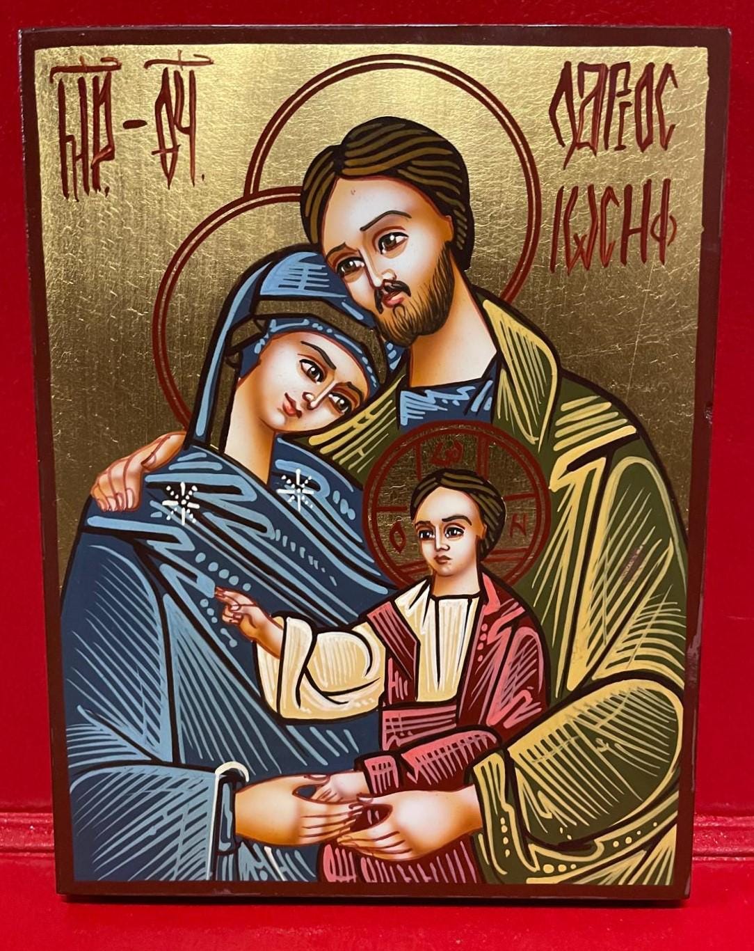 Icona Bizantina Sacra Famiglia 30x40 cm – Dipinta a Mano