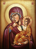 Icona Sacra Madonna della Tenerezza con Bambino 18x24 cm – Dipinta a Mano