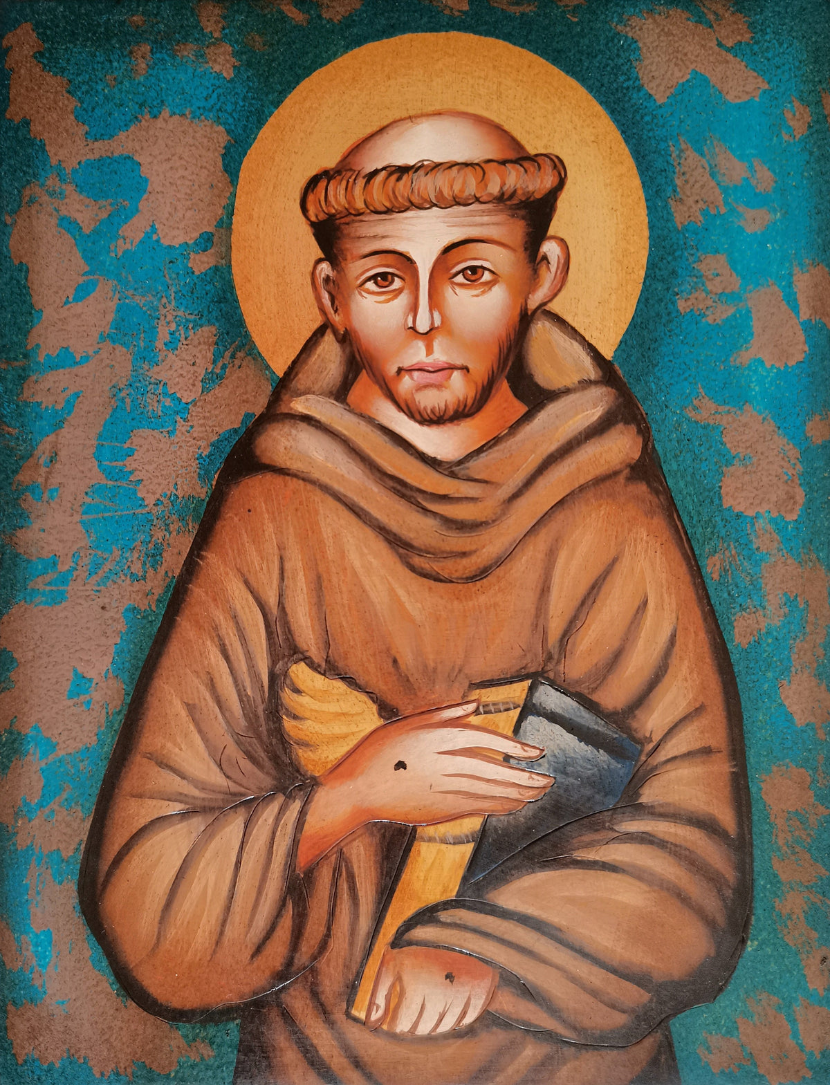 Icona Sacra San Francesco d'Assisi 14x18 cm – Dipinta a Mano su Legno