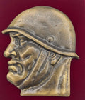 Rostro de Benito Mussolini en metal efecto bronce – 10x11 cm, memorabilia
