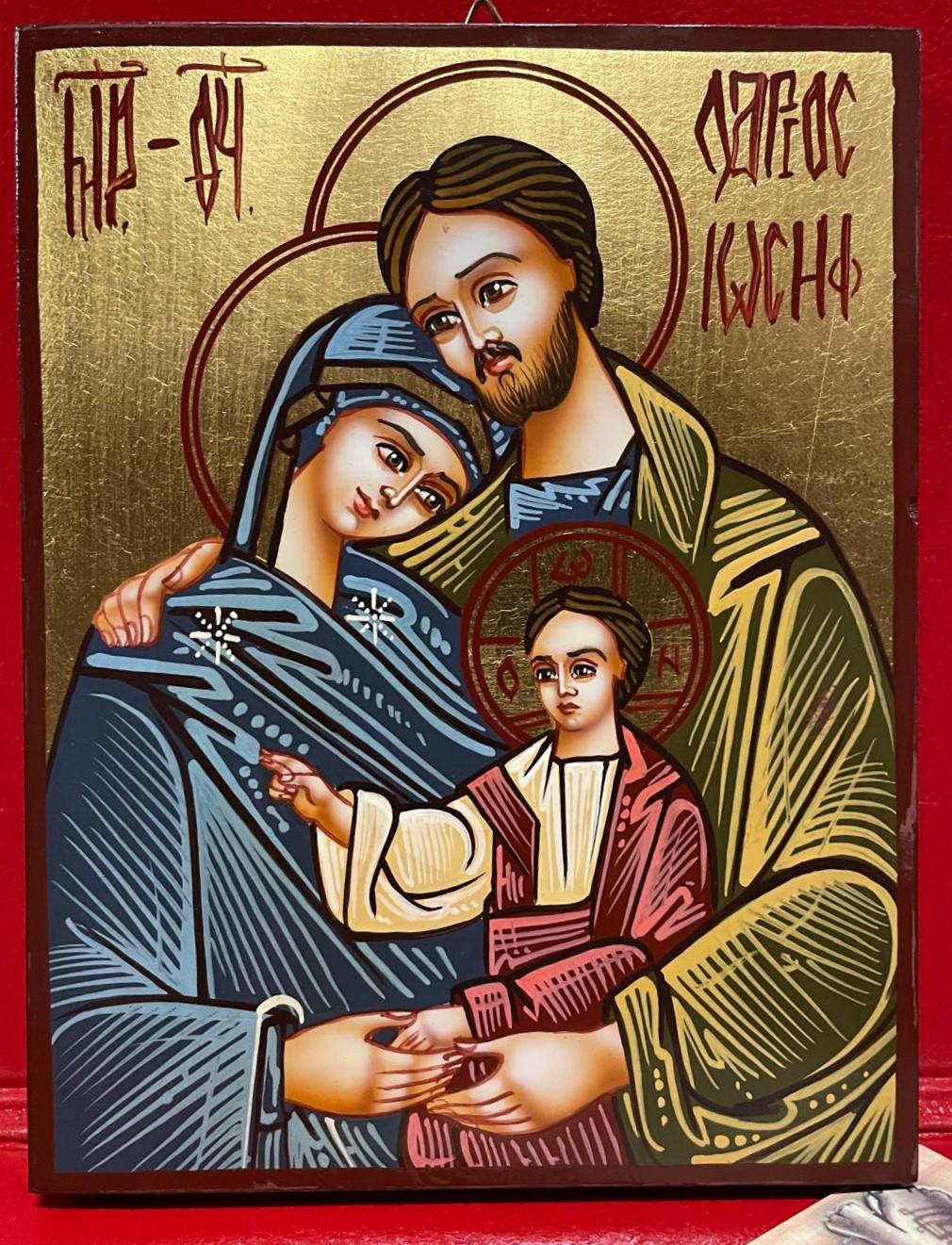 Icona Bizantina Sacra Famiglia 30x40 cm – Dipinta a Mano