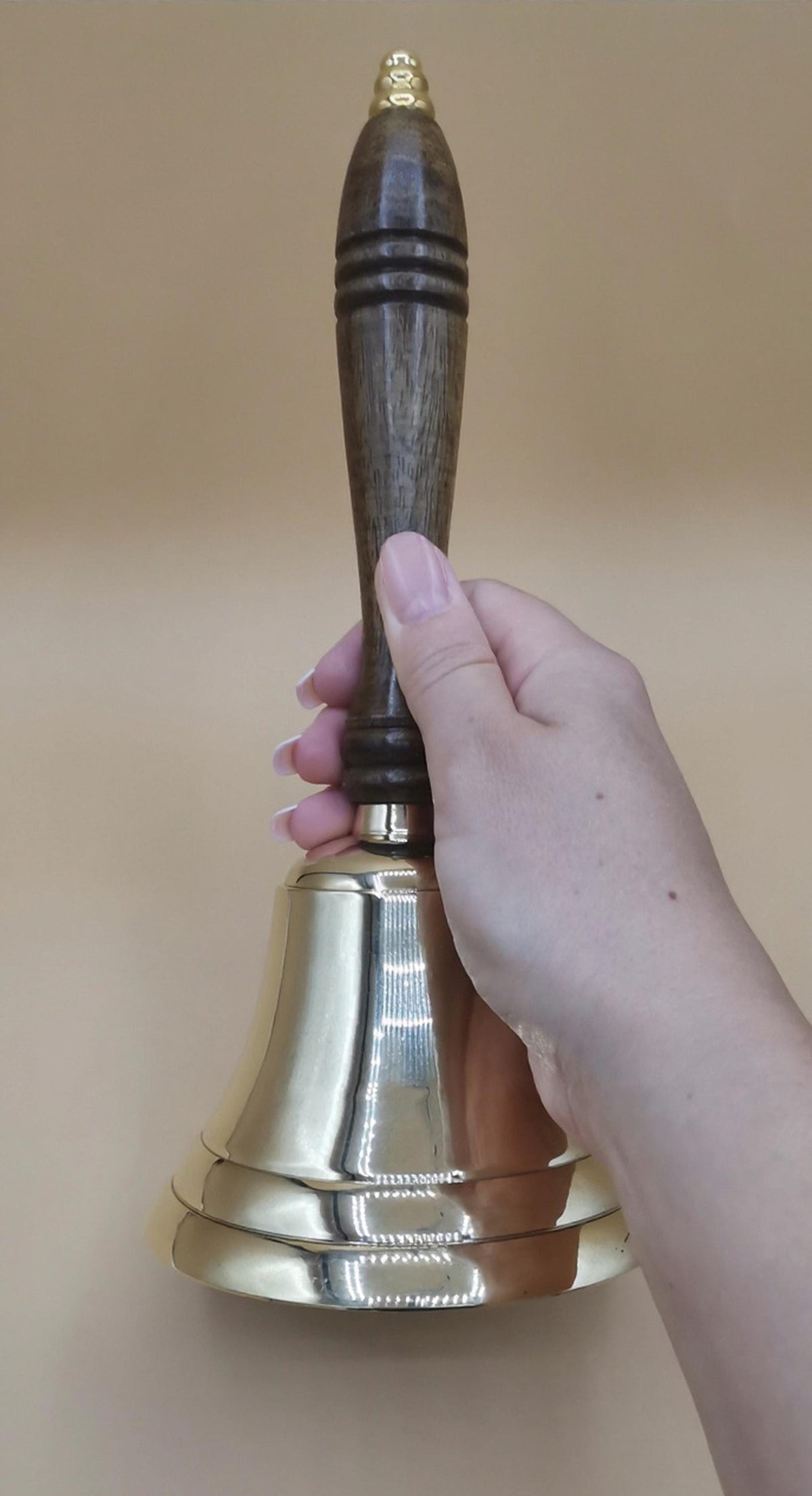 Campanello da Altare in Ottone Lucido con Manico in Legno