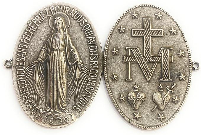 Médaillon d'entrée Vierge Miraculeuse 70x100 mm – Bain d'argent