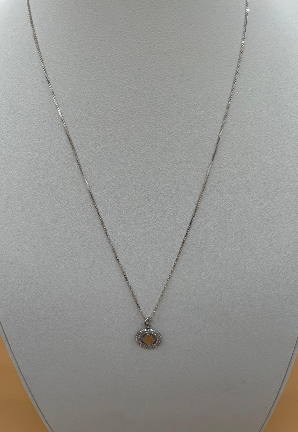 Collana Medaglia Miracolosa con zirconi e catenina in argento 925 – 50 cm