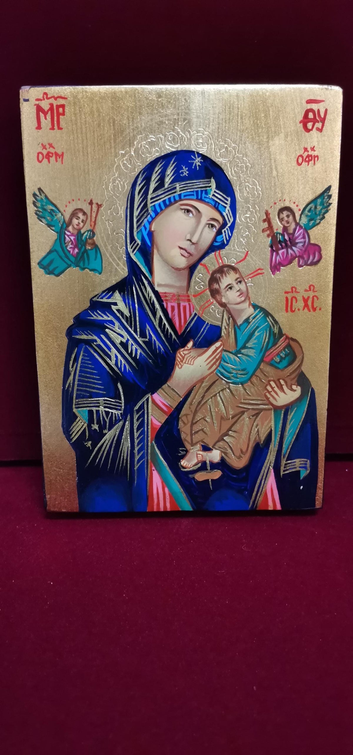 Icona Sacra Madonna del Perpetuo Soccorso 10x14 cm – Dipinta a Mano