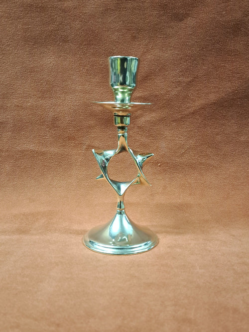 Jüdischer Tischleuchter, Messing poliert, 16 cm