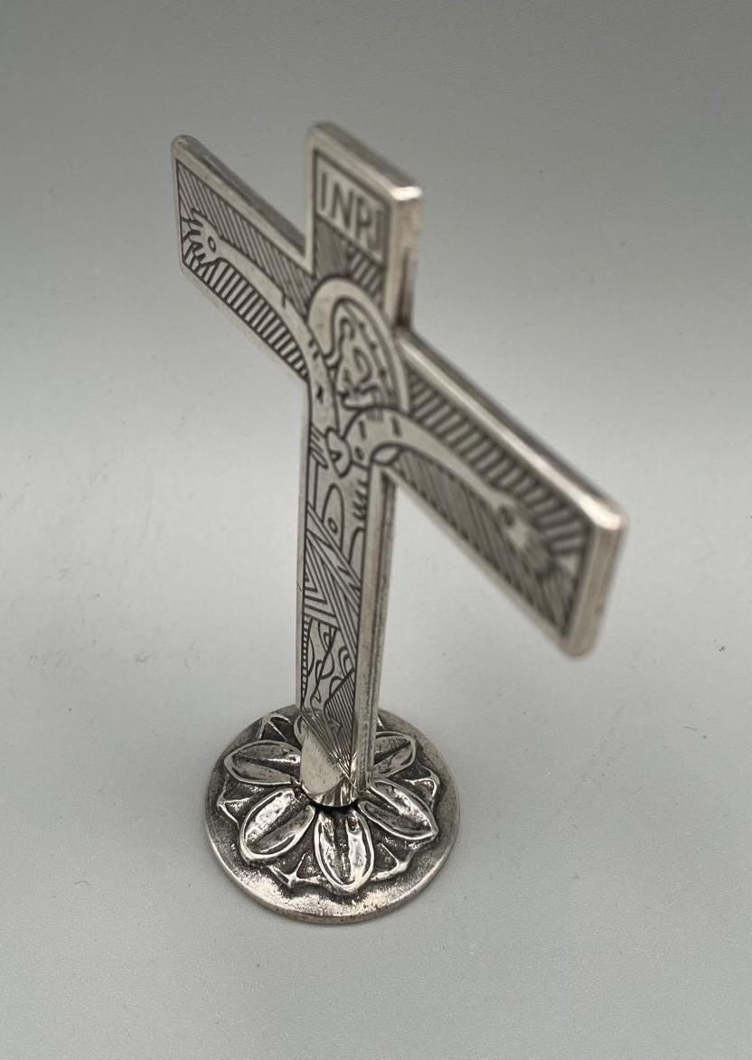 Croce itinerante da tavolo placcata argento – 11 x 8 cm – cod. DBK205-11P