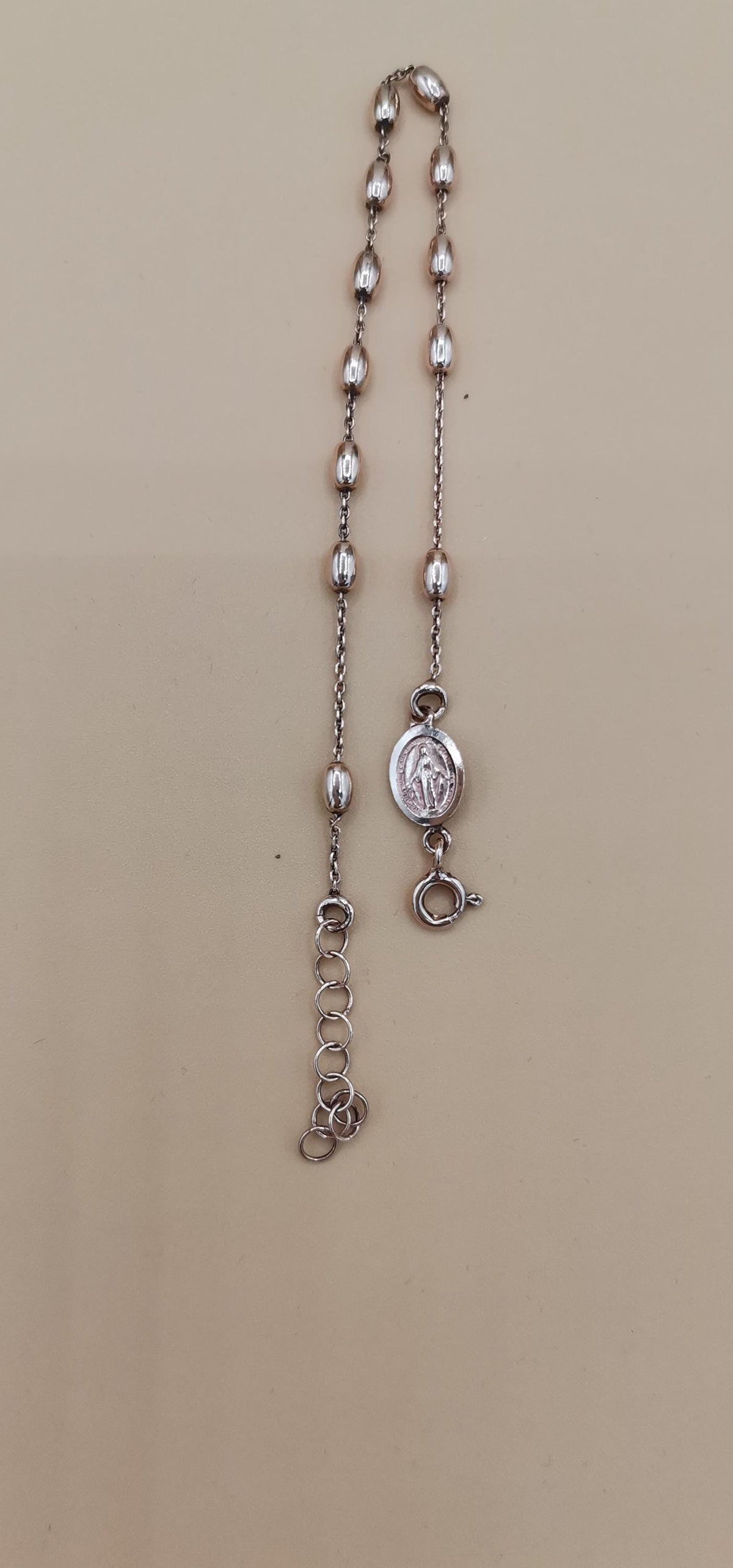 Bracciale Rosario della Madonna Miracolosa in Argento Dorato – 20 cm
