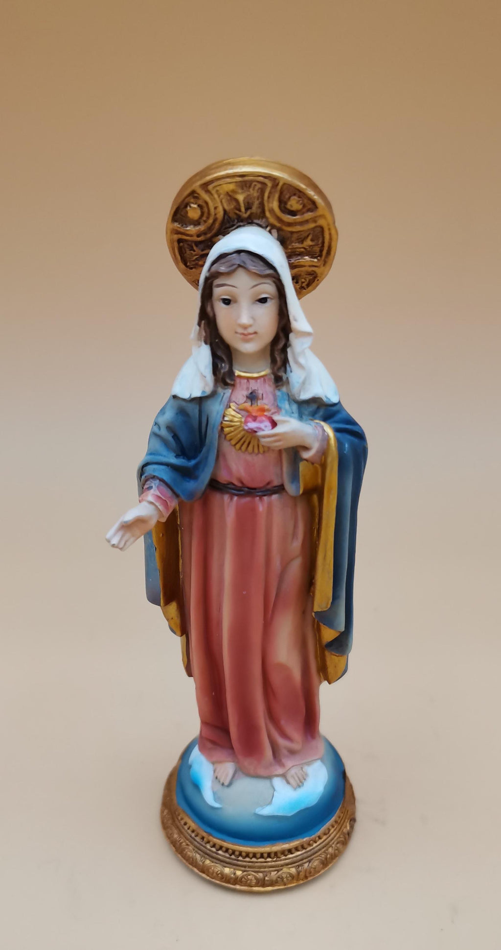 聖母マリアの御心 樹脂製手塗り像 – 11cm