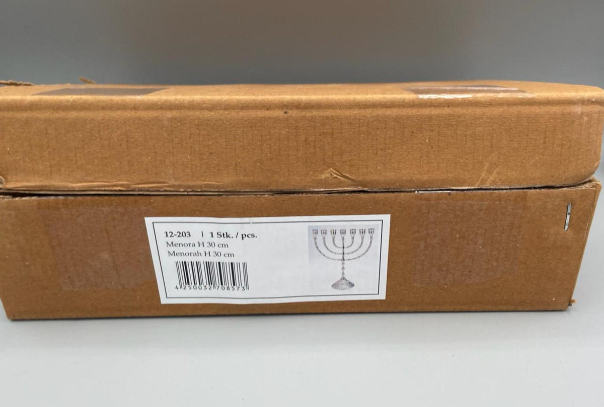 Menorah a sette bracci argento lucido placcata nickel – H 30 cm