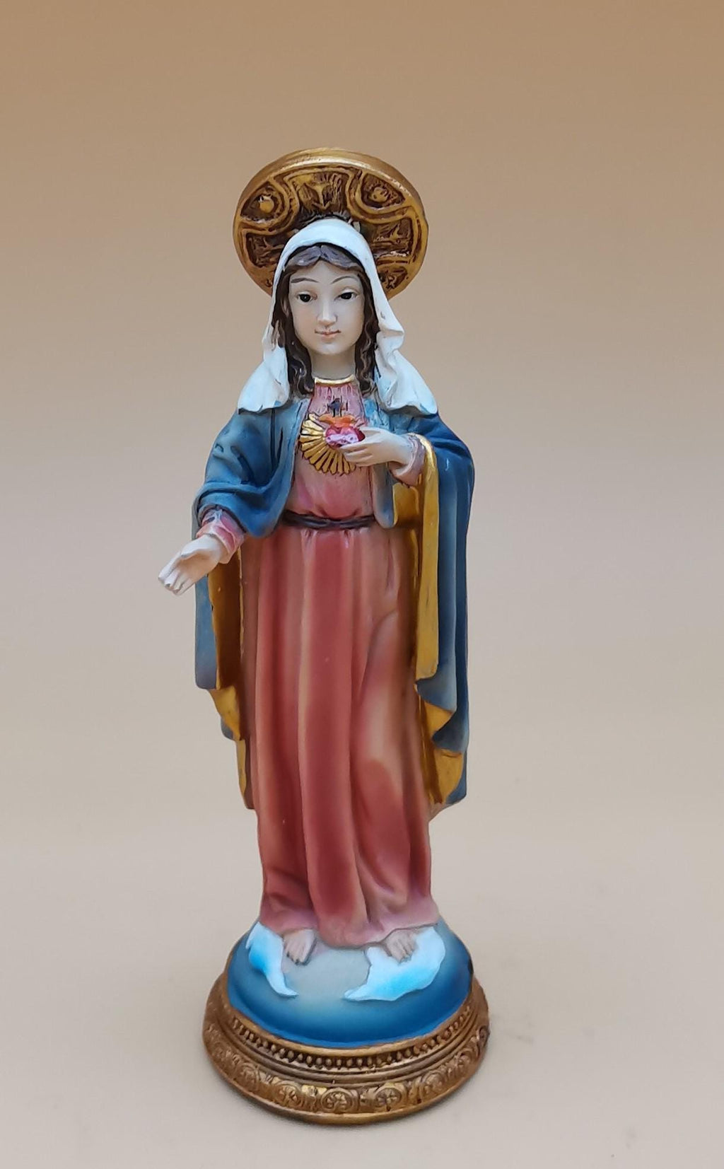 聖母マリアの御心 樹脂製手塗り像 – 11cm