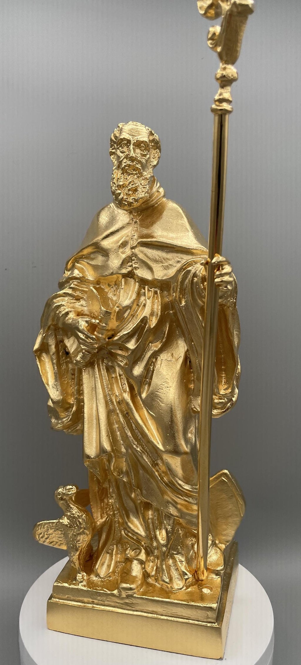 Statua San Benedetto in Bronzo Dorato – Cera Persa, Made in Italy