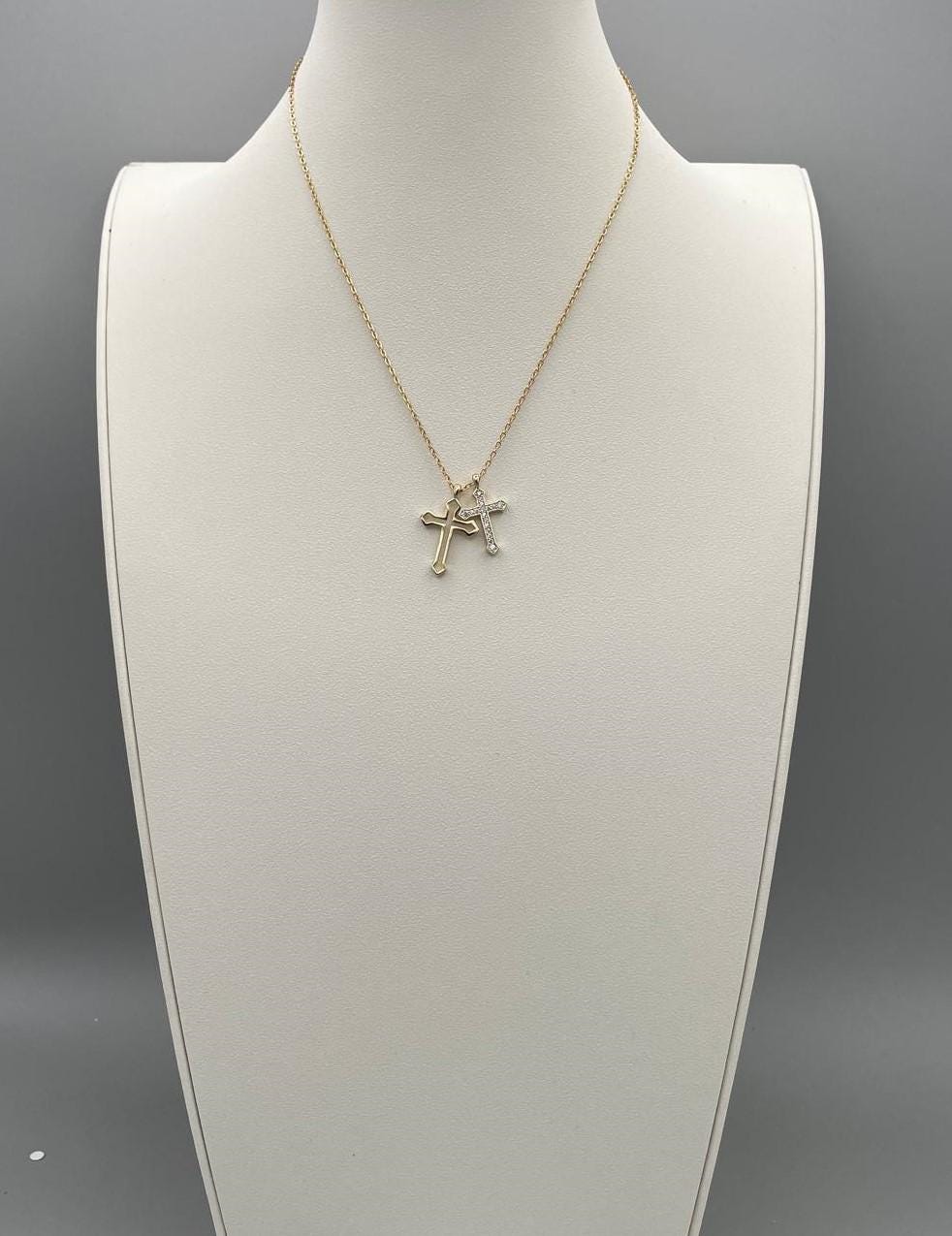 Collana color oro con doppia croce – cod. CAC-003