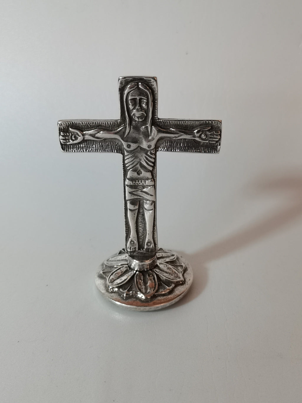 Croce itinerante neocatecumenale in metallo, bagno d'argento 5 micron – 87 mm