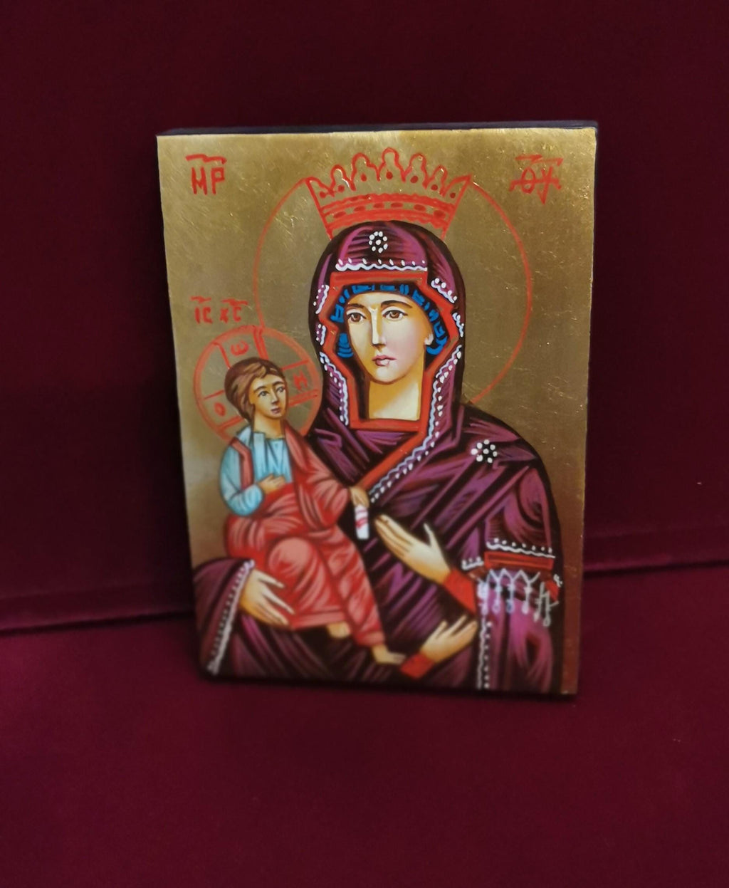 Dreihändige Gottesmutter mit dem Jesuskind – handgemalte heilige Ikone