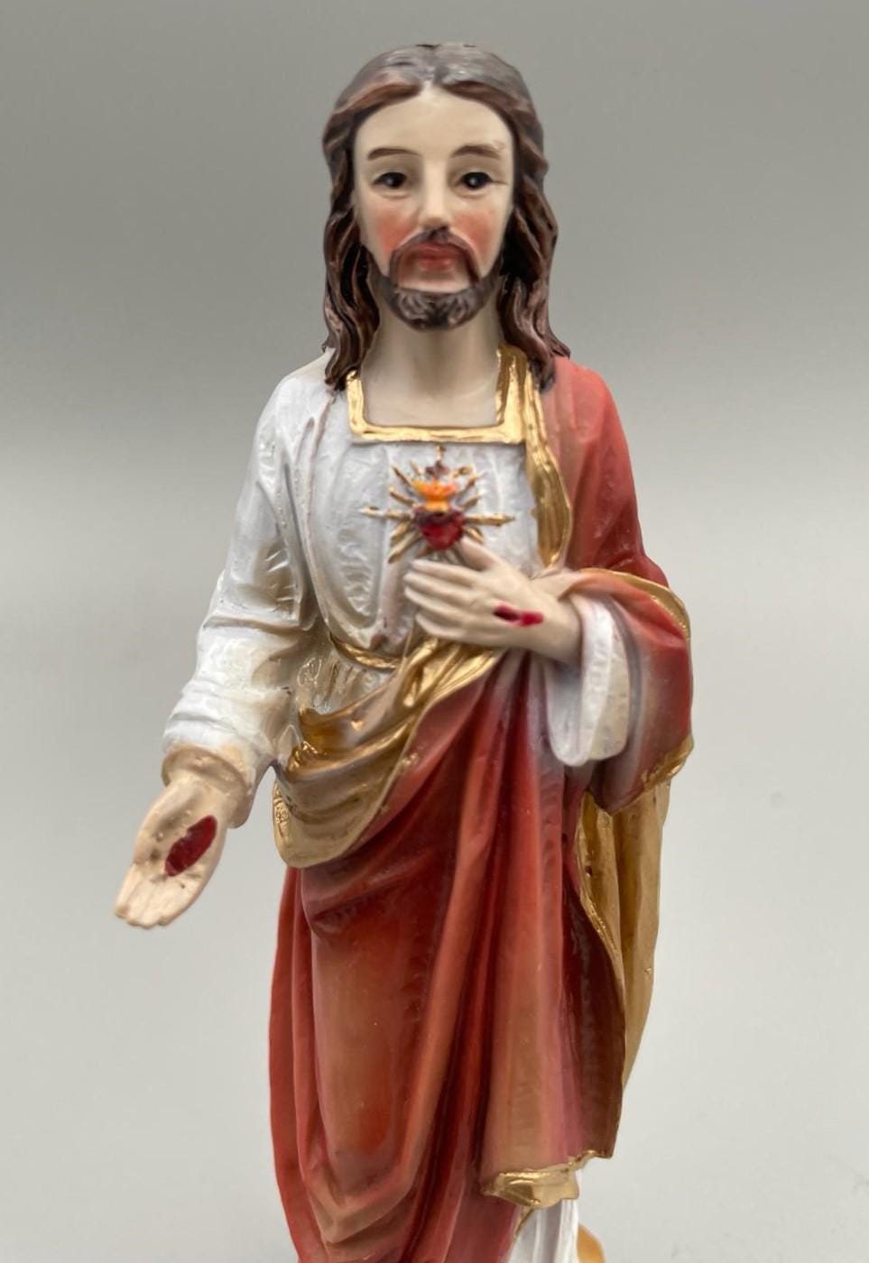 Statue Heiligstes Herz Jesu aus Kunstharz mit goldenen Details – 12 cm