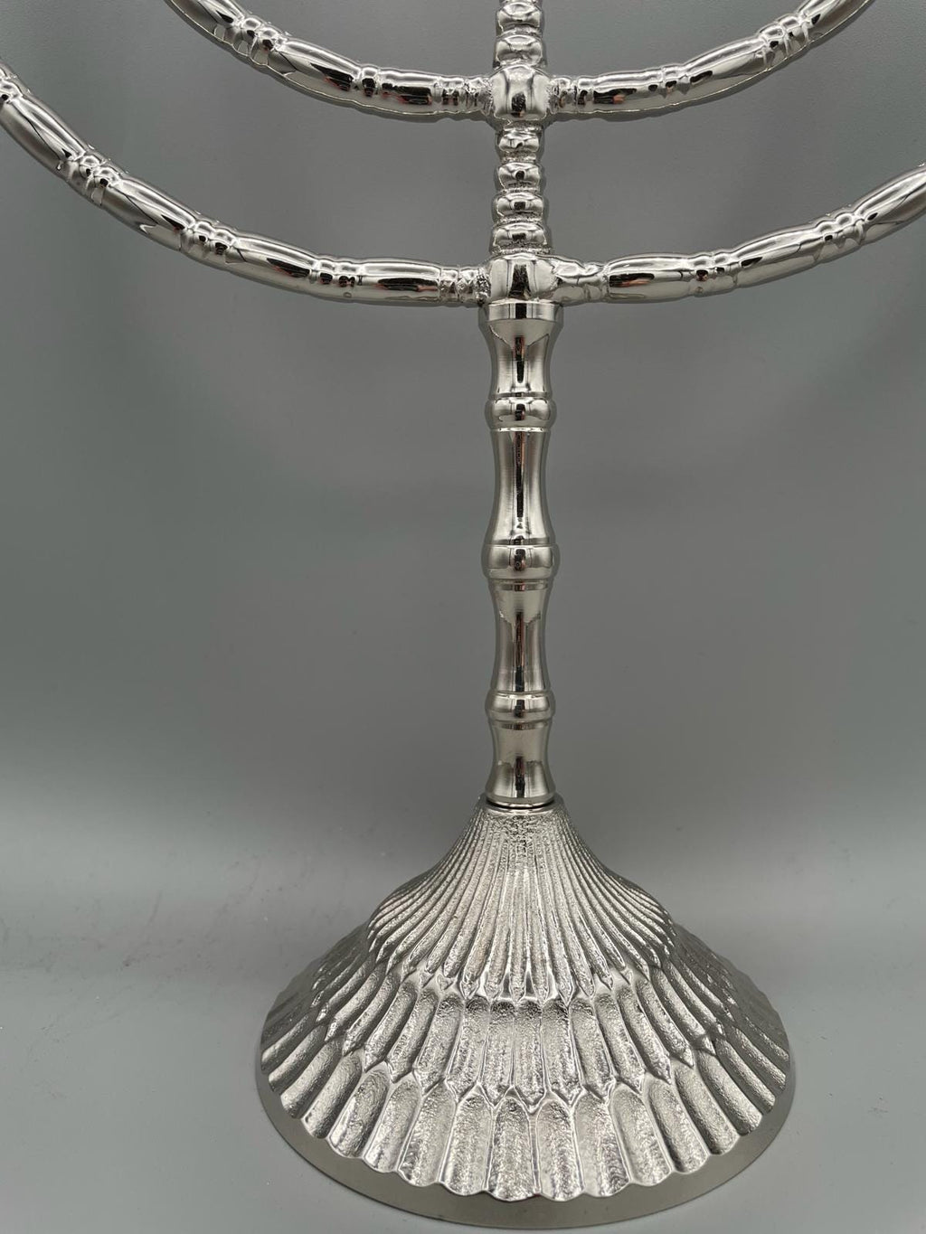 Menorah a sette bracci argento lucido placcata nickel – H 30 cm