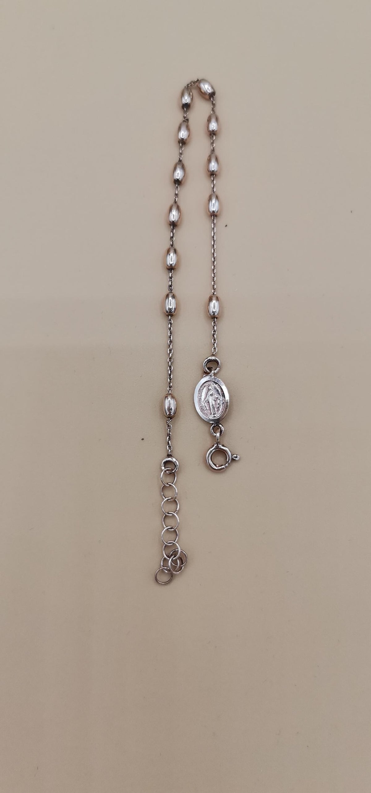 Bracciale Rosario della Madonna Miracolosa in Argento Dorato – 20 cm
