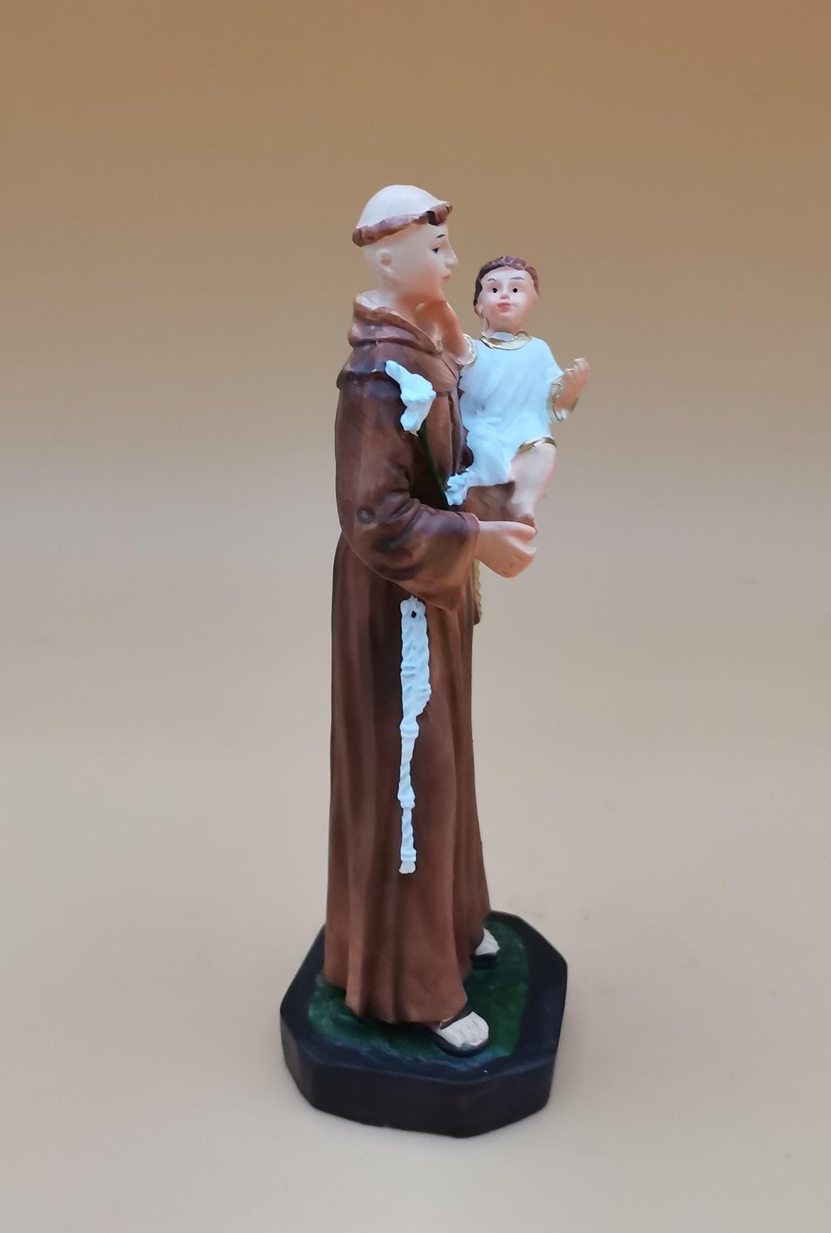 Statue de Saint Antoine de Padoue peinte à la main – 13 cm