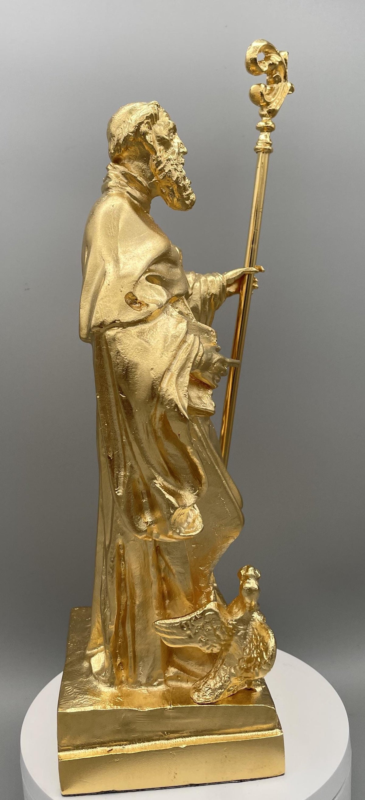 Statua San Benedetto in Bronzo Dorato – Cera Persa, Made in Italy