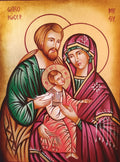 Icona Sacra Famiglia con Colombe 22x30 cm – Dipinta a Mano, Foglia Oro
