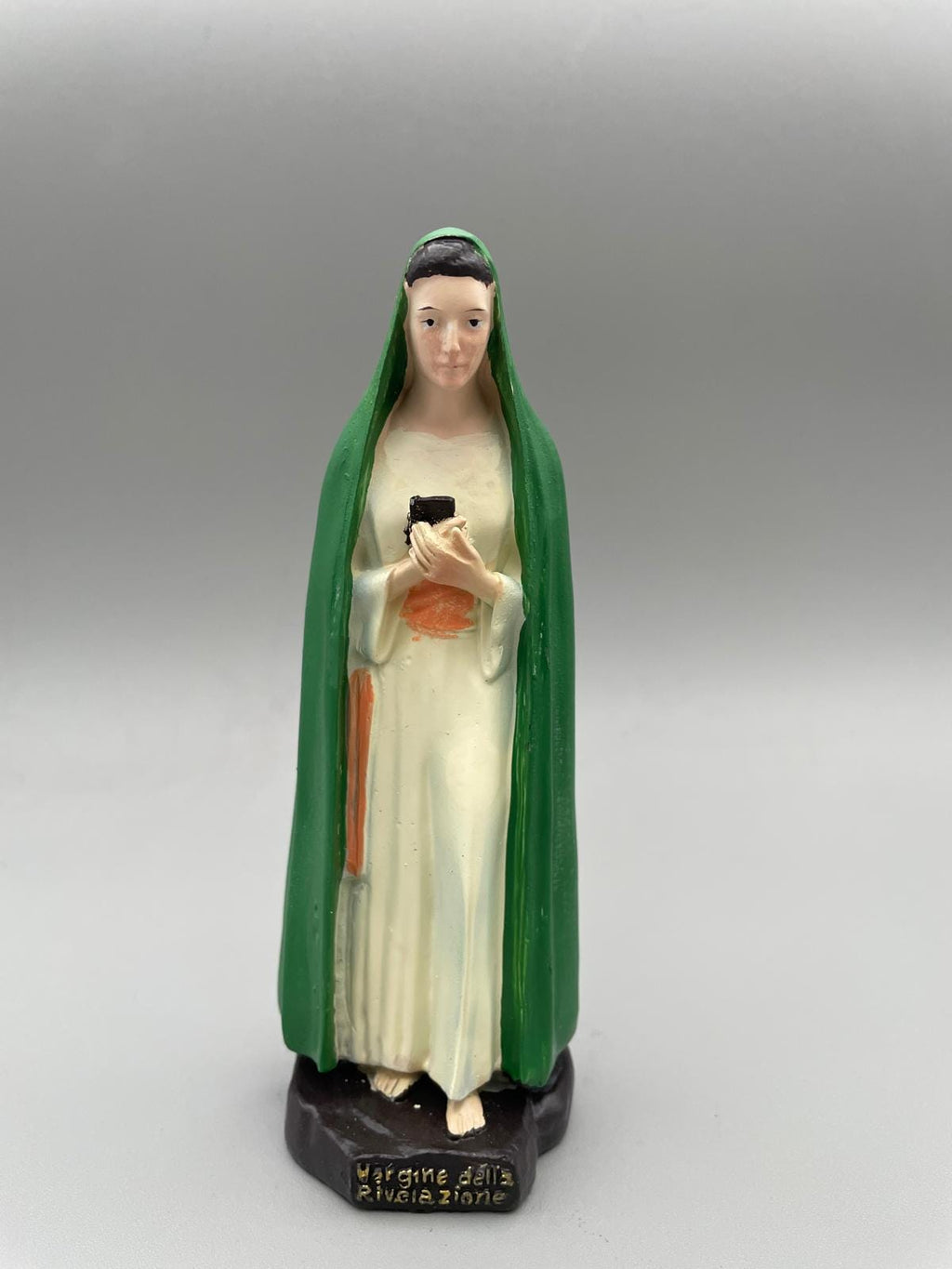 Statue Madonna der Offenbarung in Tre Fontane – handbemalt, H 15 cm