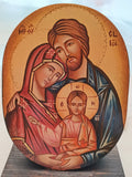 Icona Ovale Sacra Famiglia con Gesù Benedicente 14x18 cm – Dipinta a Mano