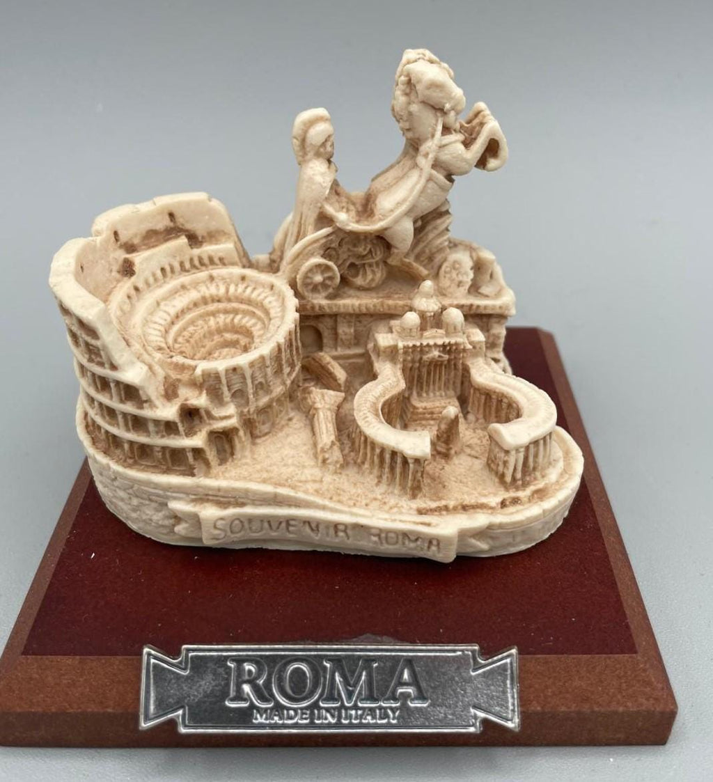 Souvenir Rome Triptyque – Bige du Vatican et Colisée sur socle en bois