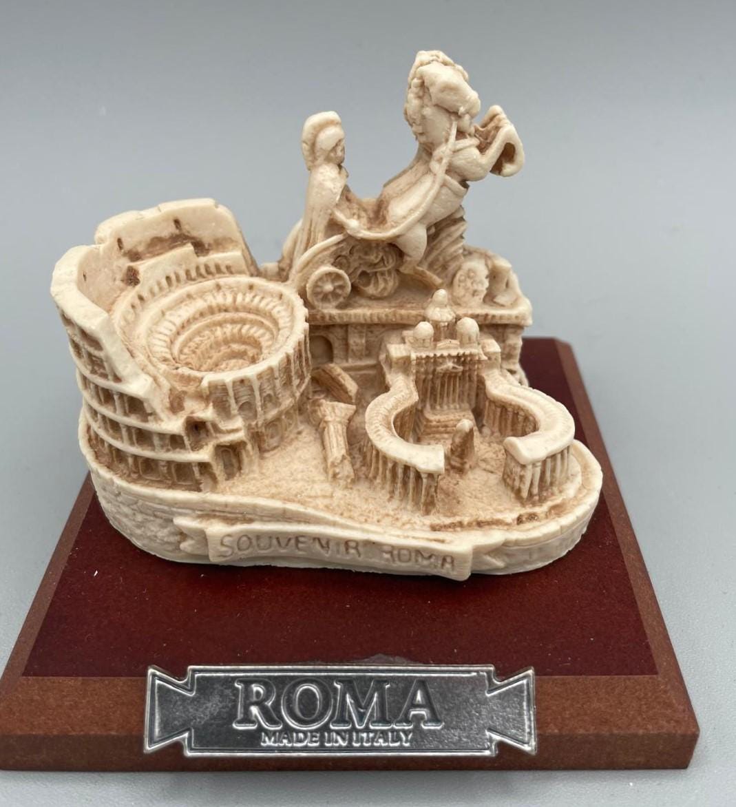 Souvenir Rome Triptyque – Bige du Vatican et Colisée sur socle en bois