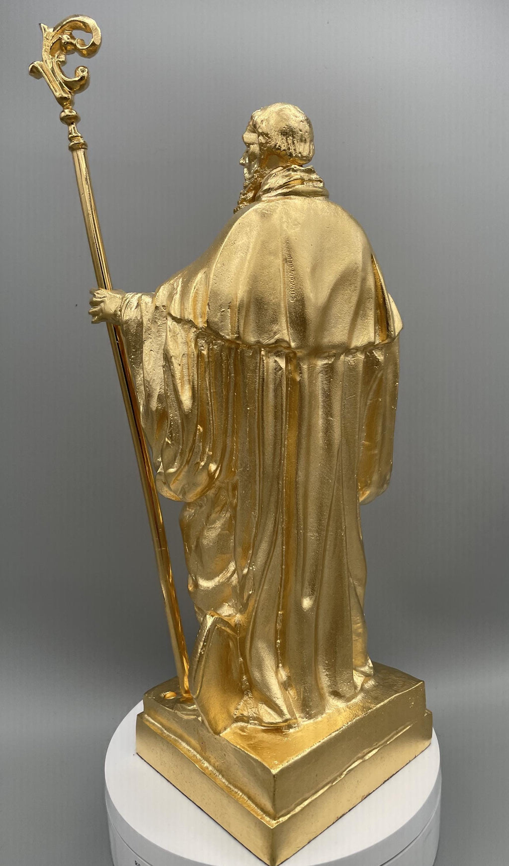 Statua San Benedetto in Bronzo Dorato – Cera Persa, Made in Italy