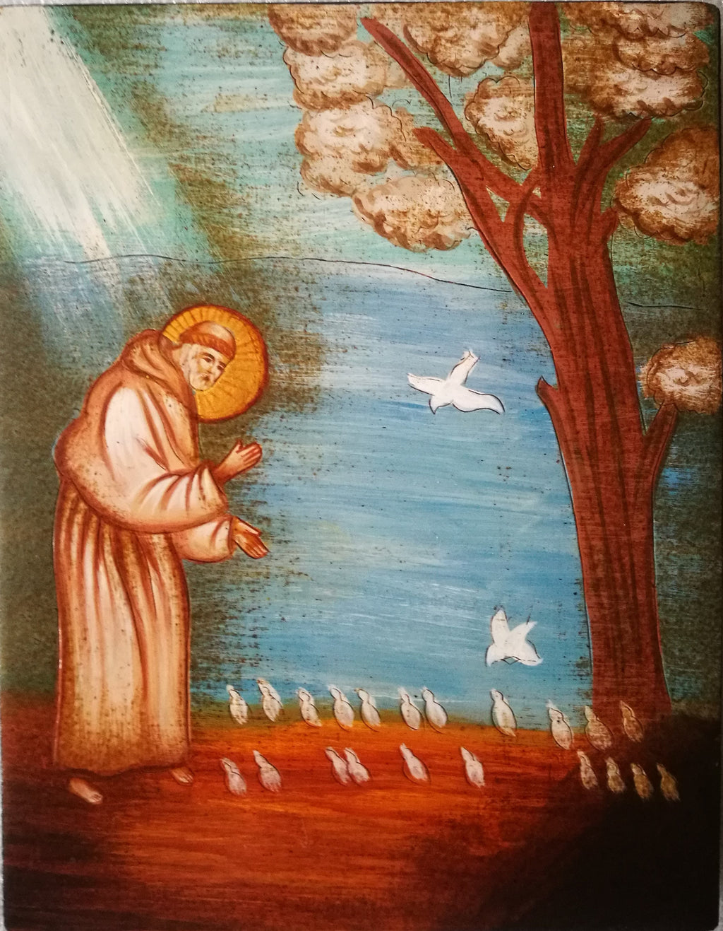 Icona Sacra San Francesco Predica agli Uccelli 14x18 cm – da Giotto