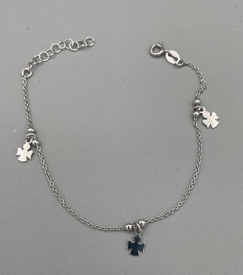 Bracciale in Argento con Tre Angeli – Gioiello Portafortuna Elegante e Simbolico