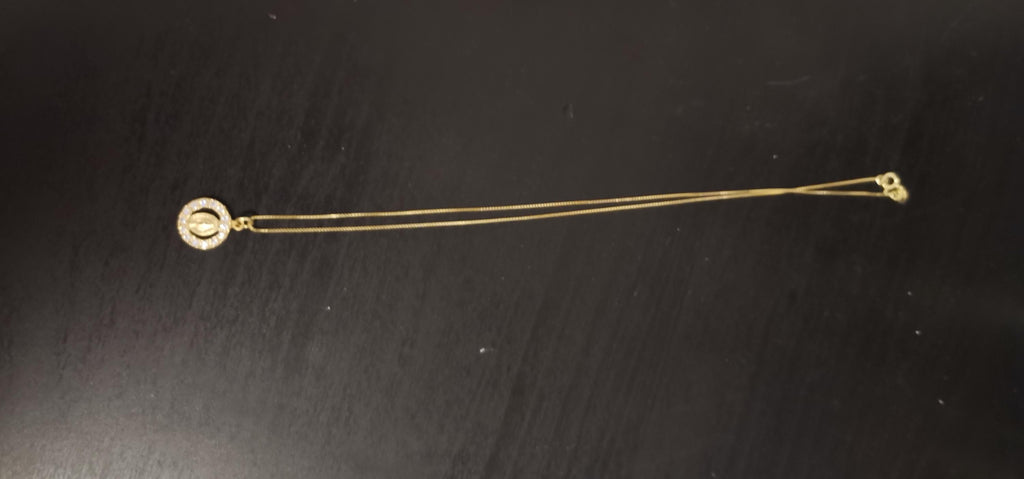 Collana Medaglia Miracolosa con zirconi e catenina in argento 925 placcata oro – 50 cm