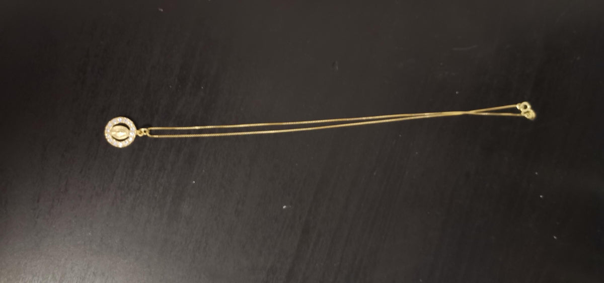 Collana Medaglia Miracolosa con zirconi e catenina in argento 925 placcata oro – 50 cm