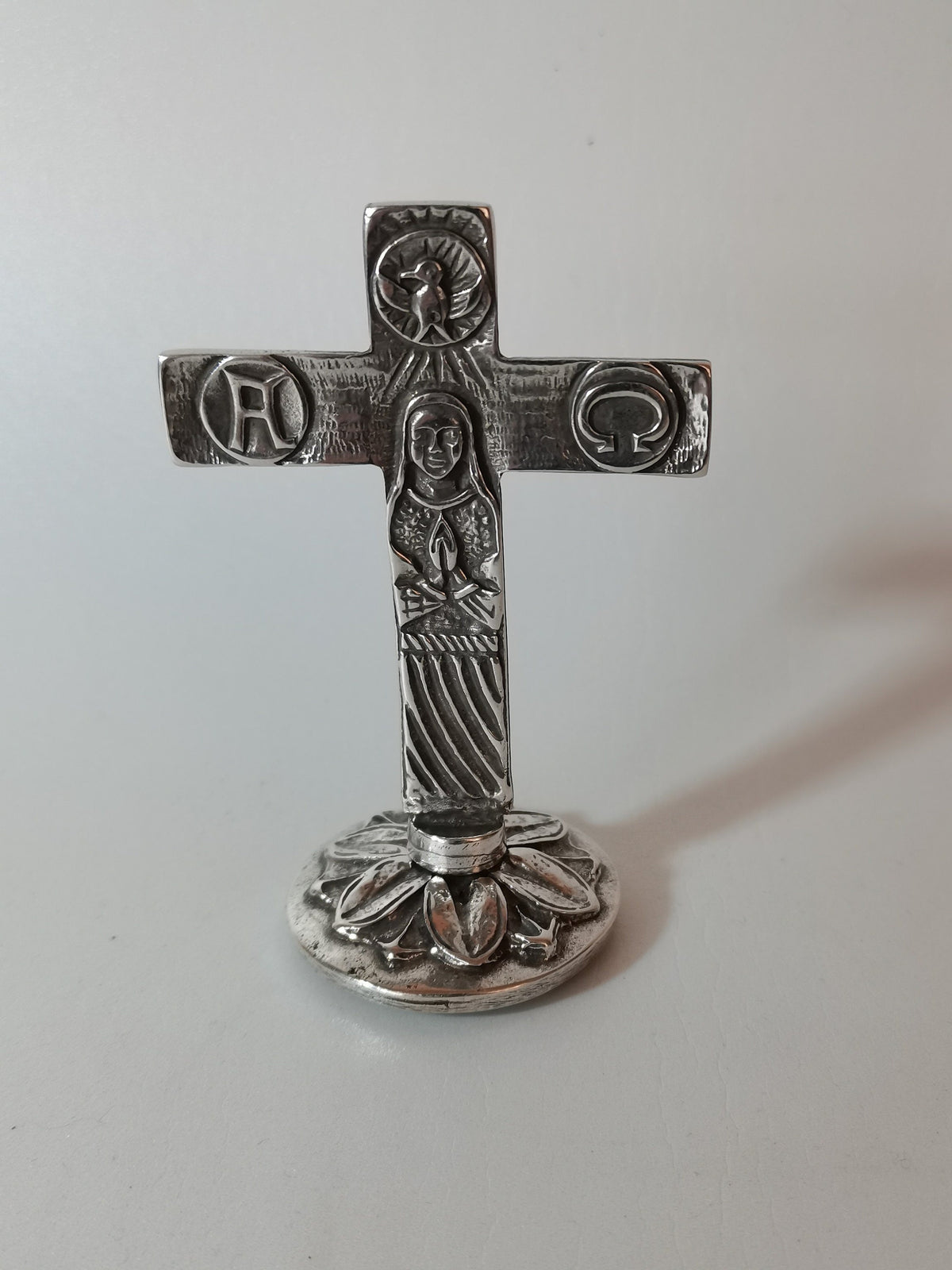 Croce itinerante neocatecumenale in metallo, bagno d'argento 5 micron – 87 mm