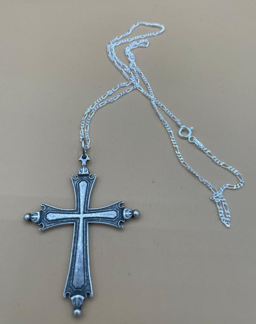 Zinc alloy cross necklace with 925 sterling silver chain – 50 cm