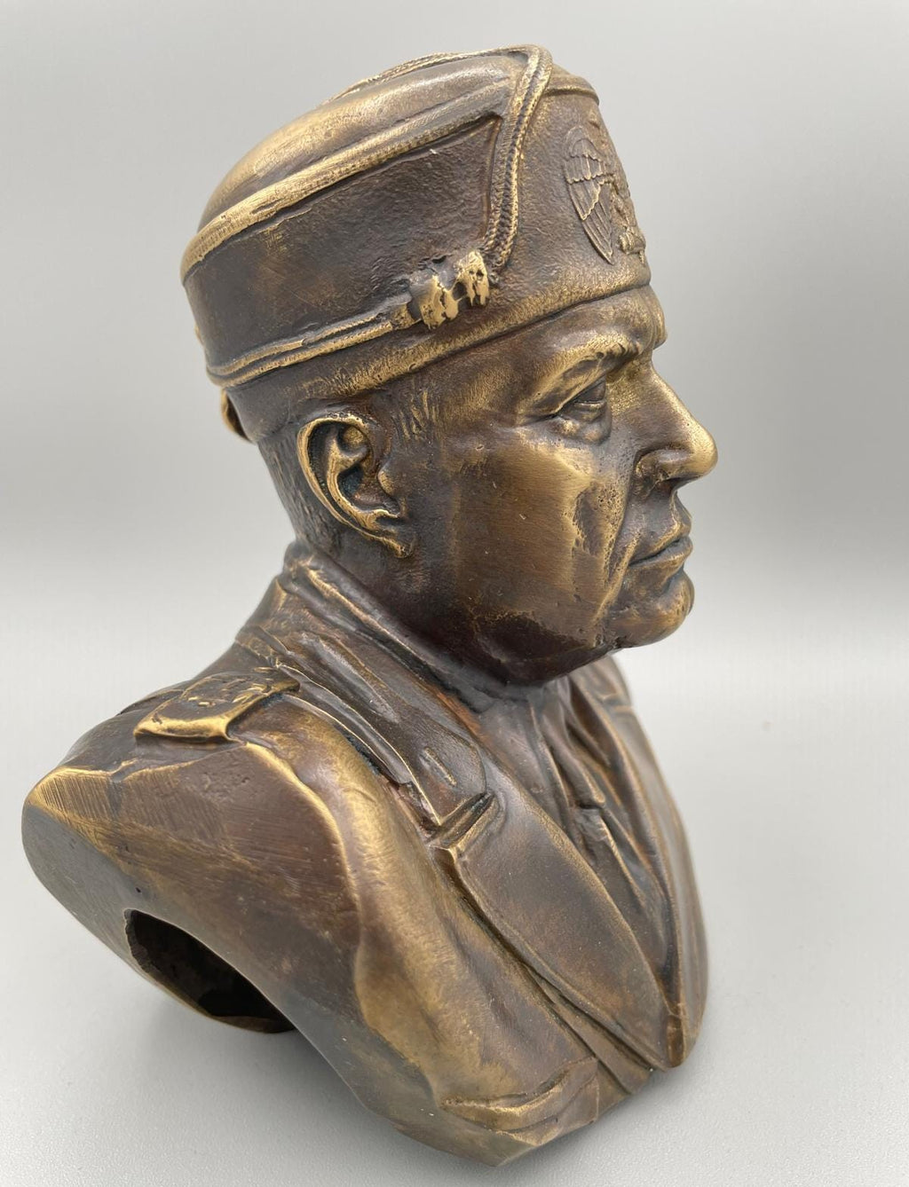 Busto di Benito Mussolini in Bronzo Fuso – Riproduzione Storica, h 15 cm