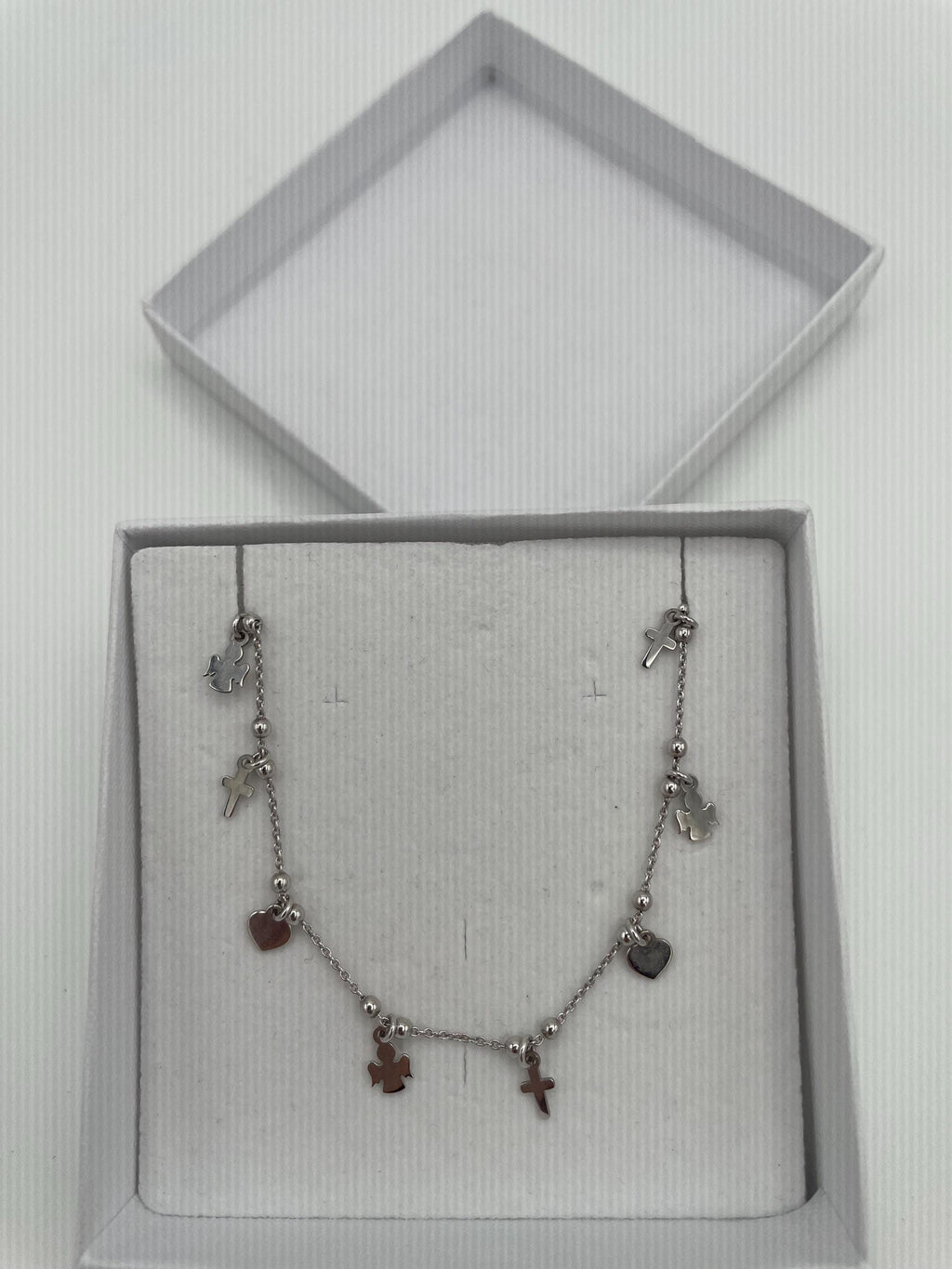 Bracciale in argento 925 con cuore, angelo e croce