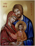 Icona Sacra Famiglia della Tenerezza 14x18 cm – Dipinta a Mano