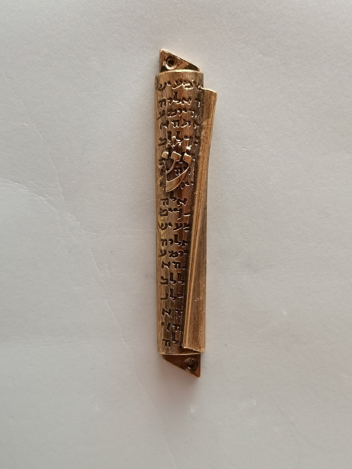 Mezuzah Tonda in Metallo Dorato 14 cm