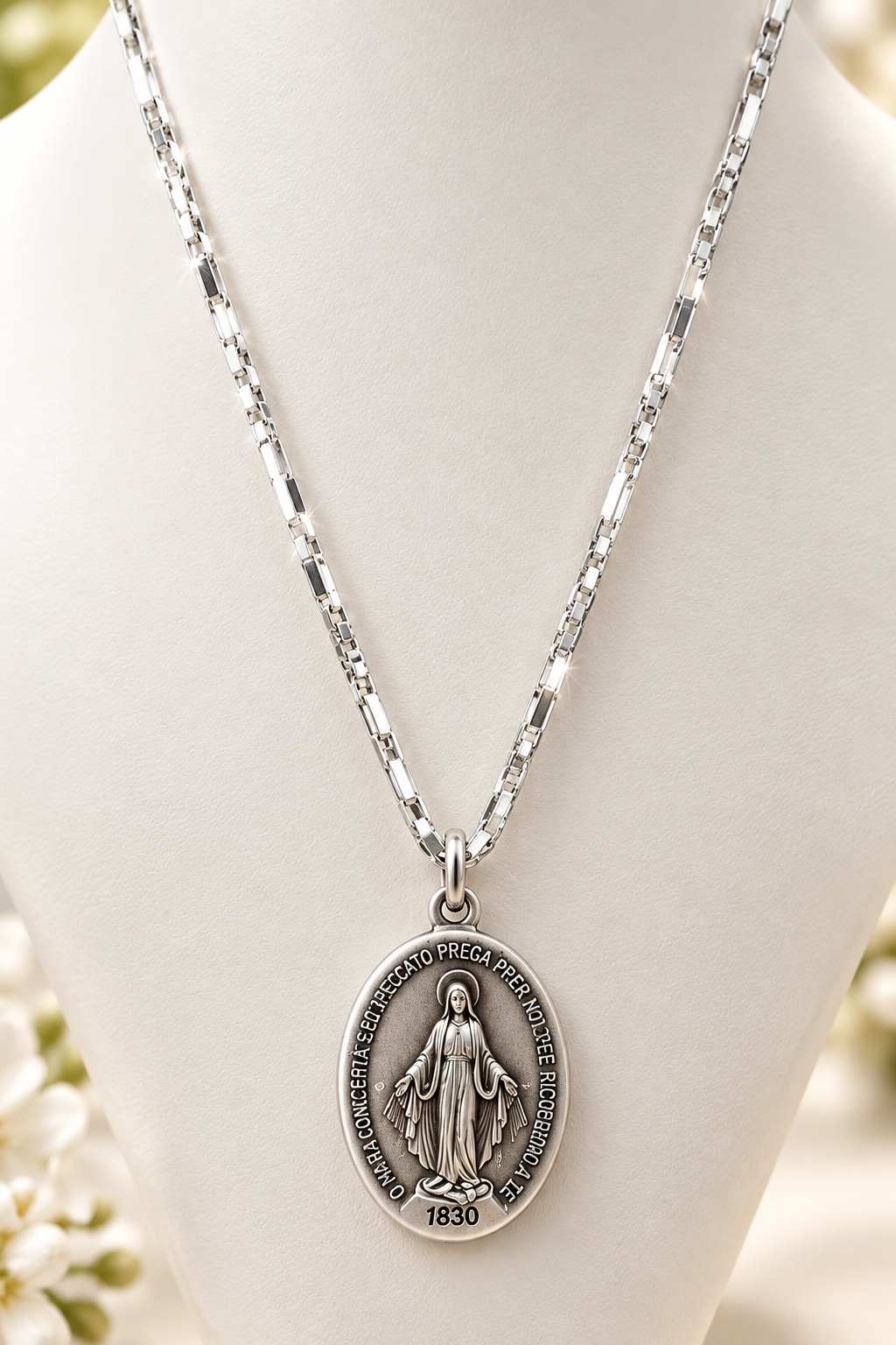 MEDAGLIA MIRACOLOSA CON CATENINA IN ARGENTO – 60 CM