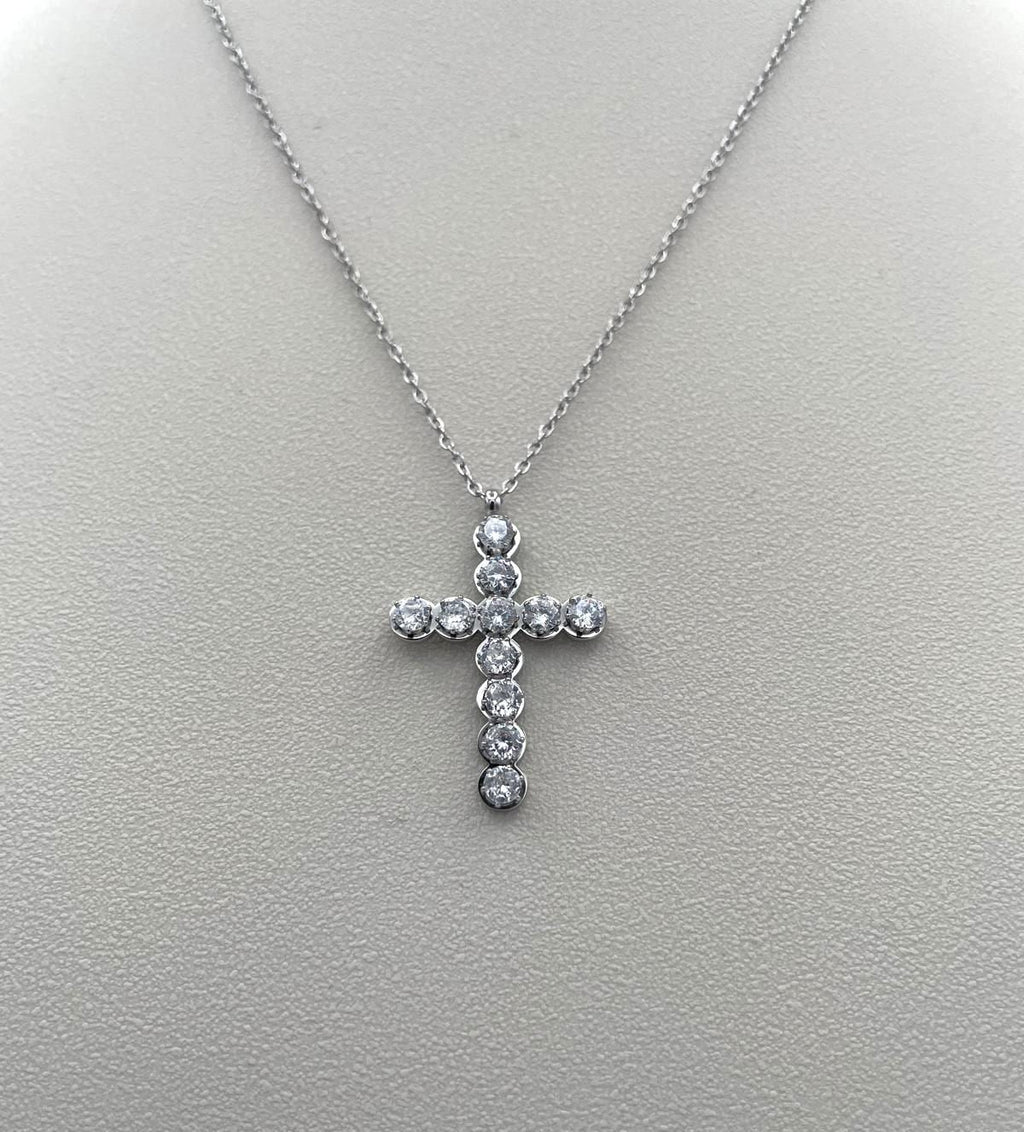 Collana in Acciaio Stainless con Croce e Pietre